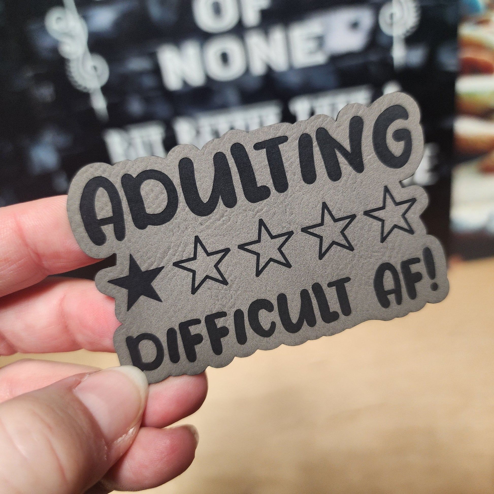 Adulting is Hard AF! Engraved Leatherette Hat Patch - MR01 (Choose Your Color) - LoneStar Adhesive