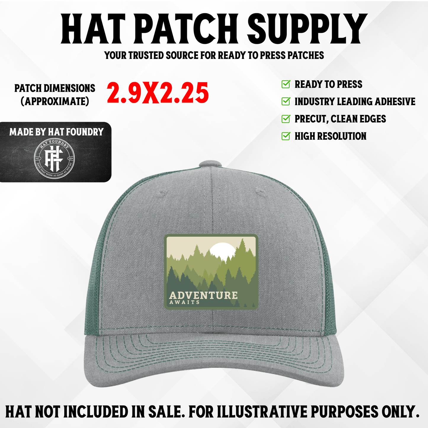 Adventure Awaits UV Printed Hat Patch - LoneStar Adhesive