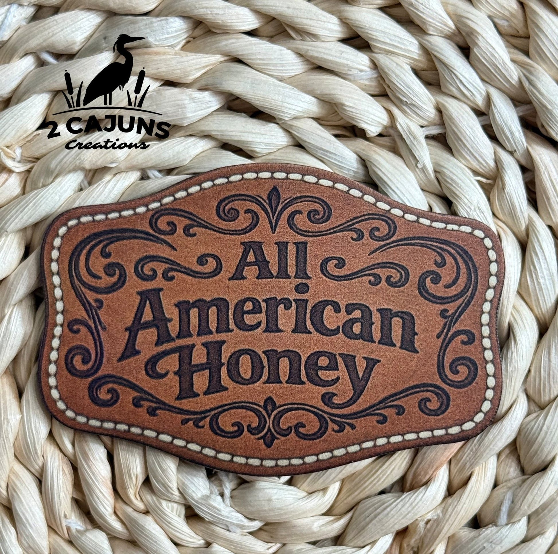 All American Honey UV Printed Hat Patch - 4 Colors Available - LoneStar Adhesive