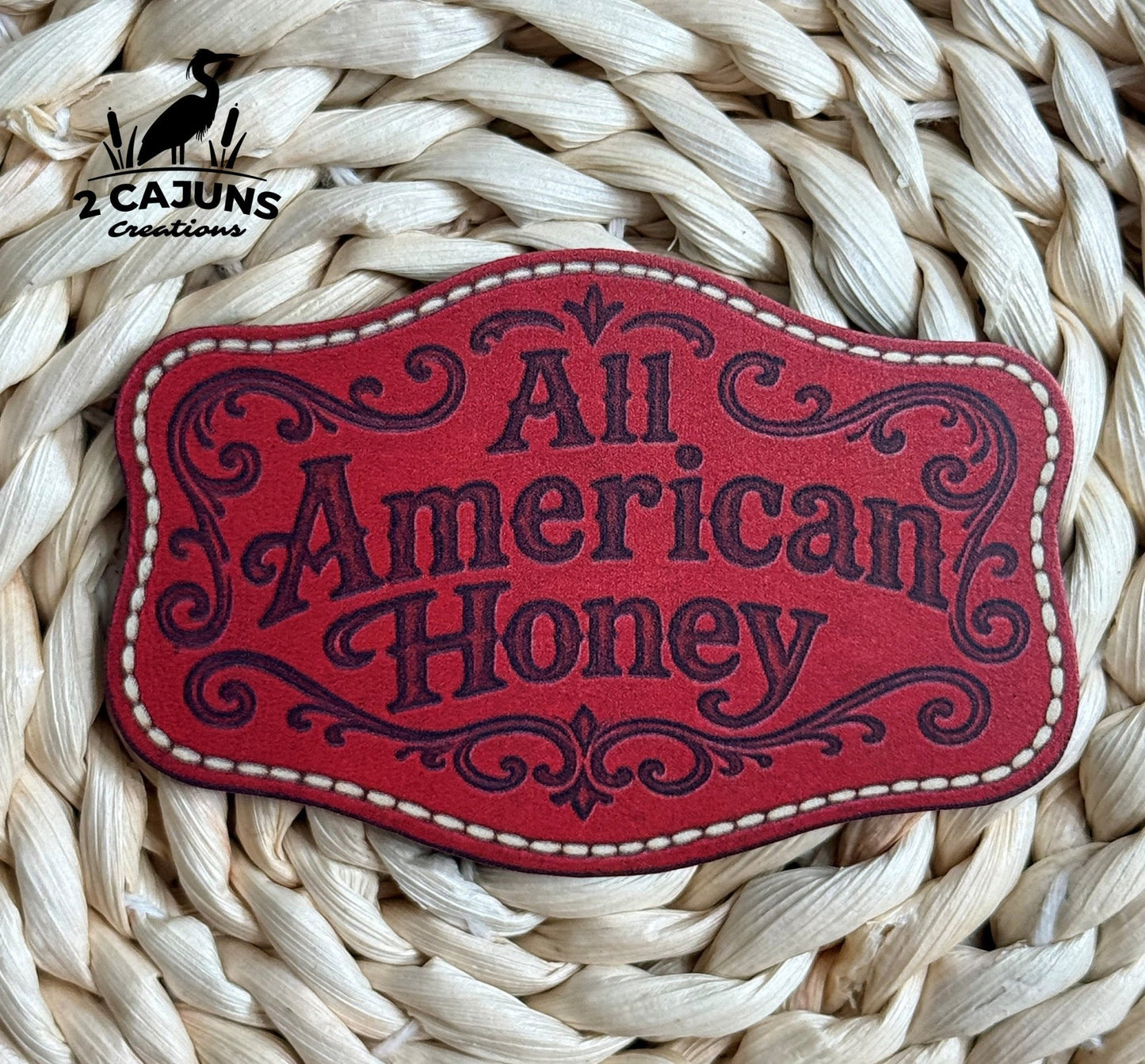 All American Honey UV Printed Hat Patch - 4 Colors Available - LoneStar Adhesive