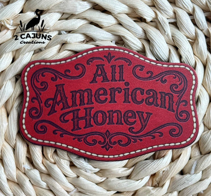 All American Honey UV Printed Hat Patch - 4 Colors Available - LoneStar Adhesive