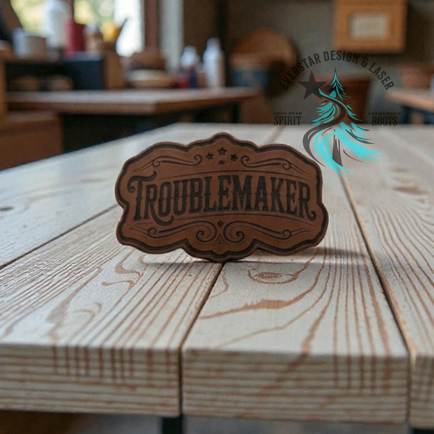 All - American Troublemaker Leather Patch - LoneStar Adhesive