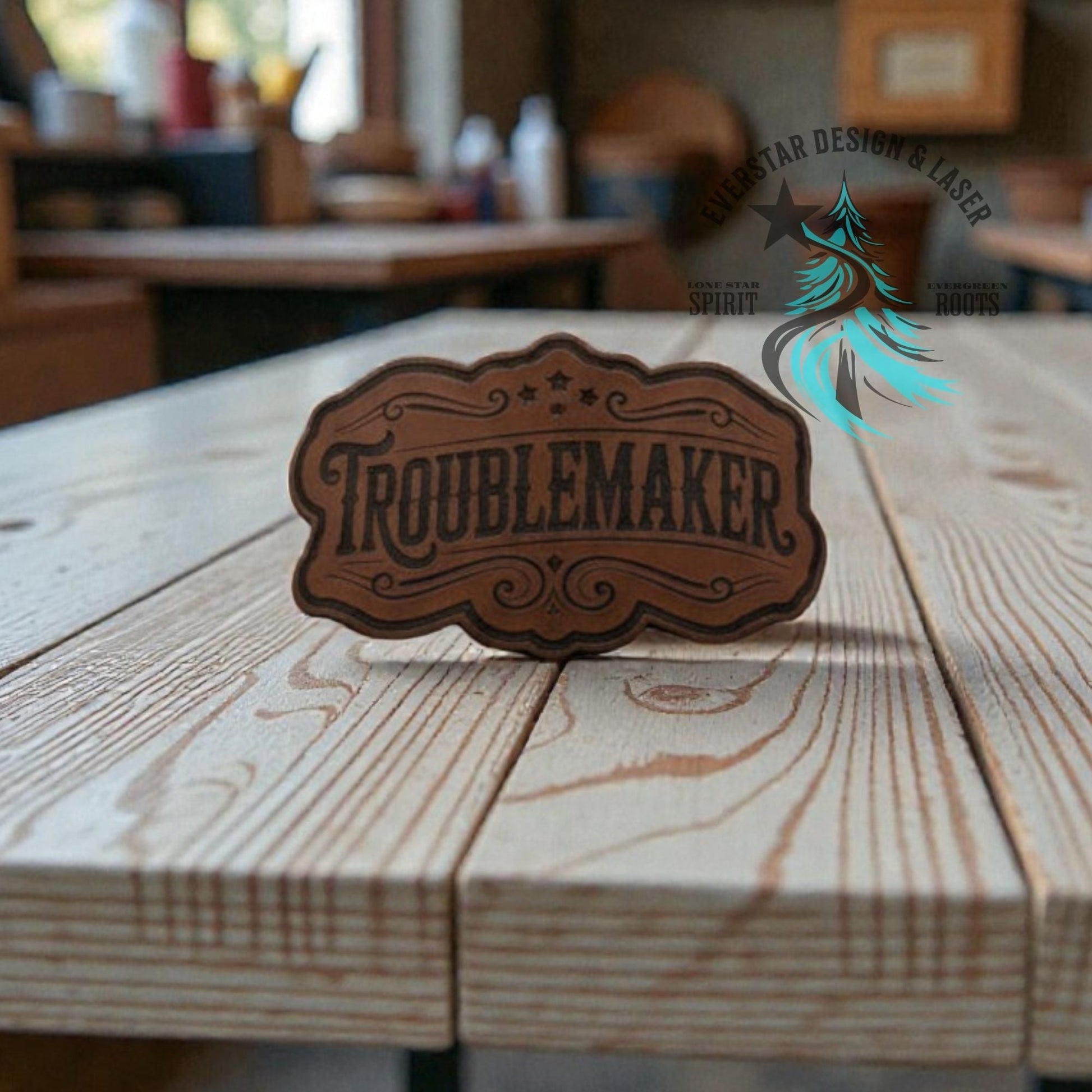 All - American Troublemaker Leather Patch - LoneStar Adhesive