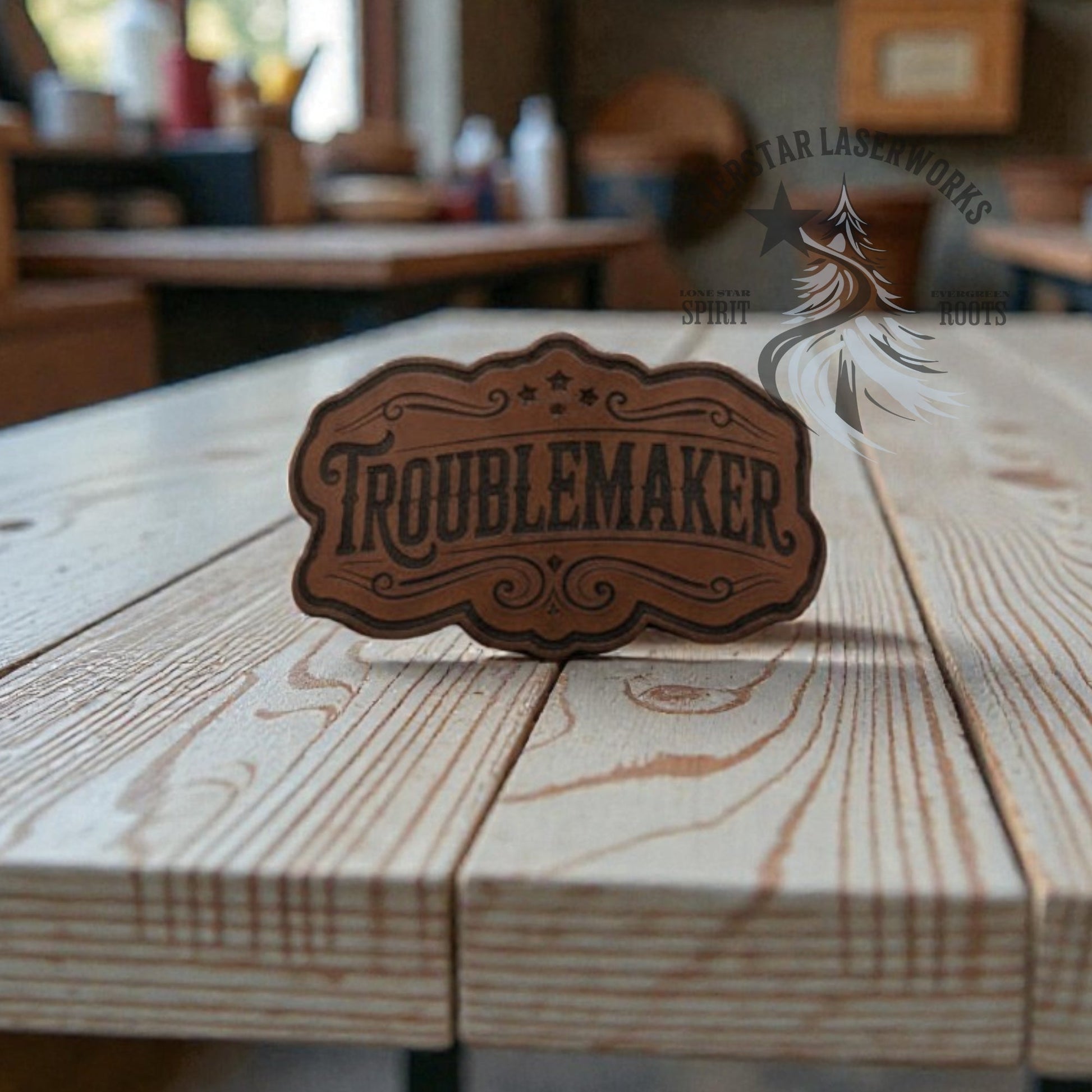 All - American Troublemaker Leather Patch - LoneStar Adhesive