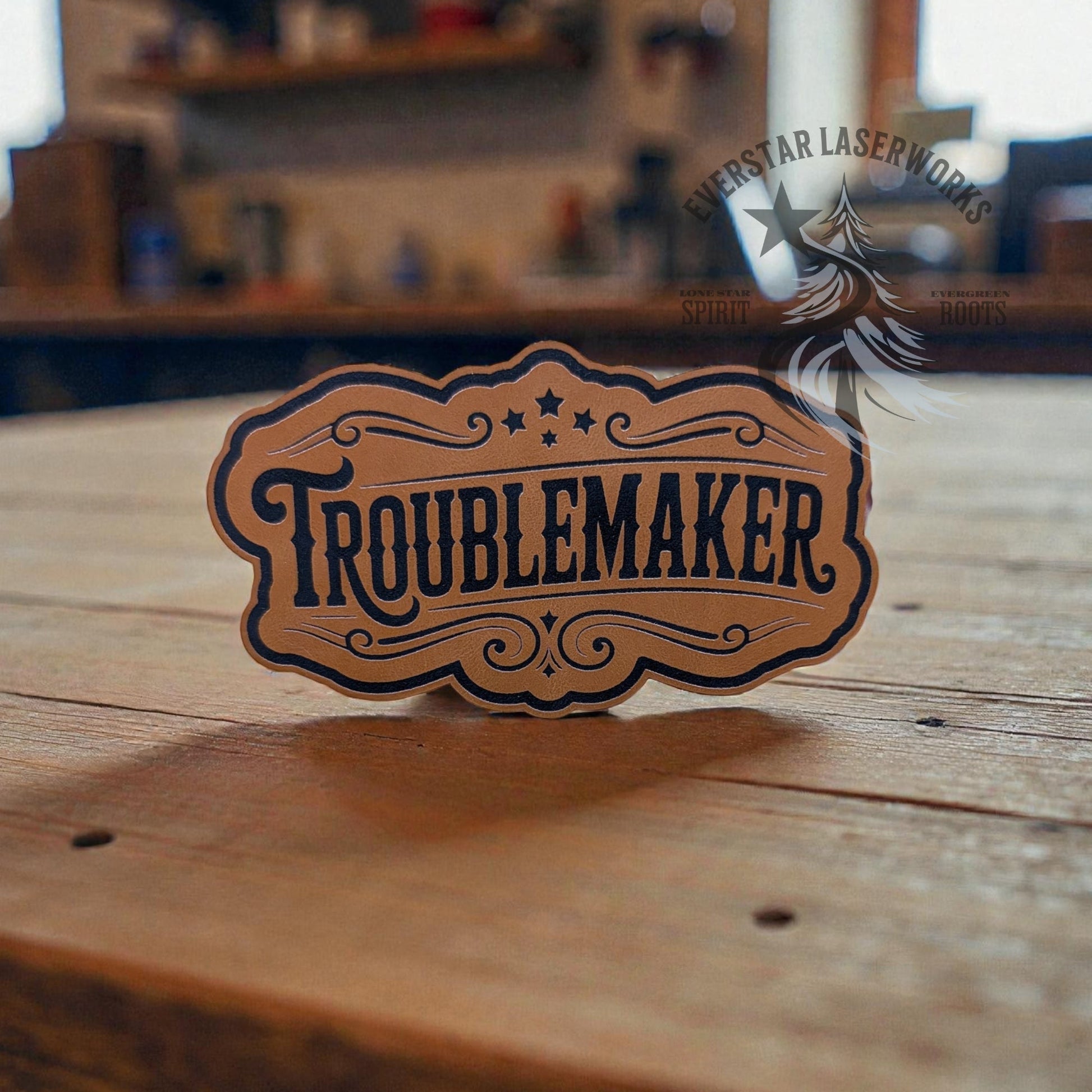 All - American Troublemaker Leather Patch - LoneStar Adhesive