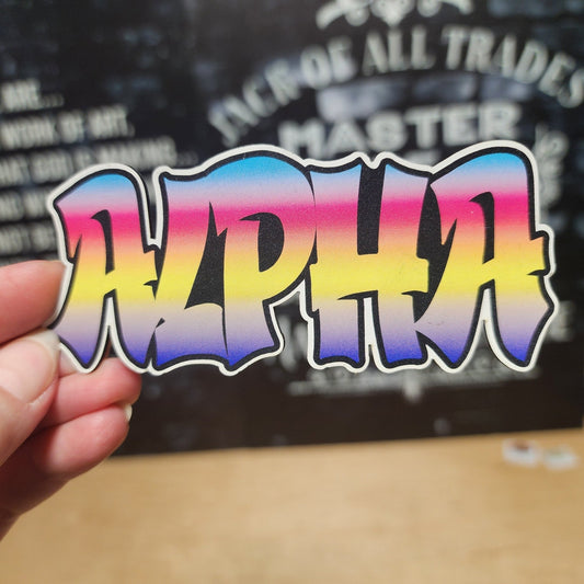 Alpha Graffiti Style UV Printed Leatherette Hat Patch - MR01 - LoneStar Adhesive