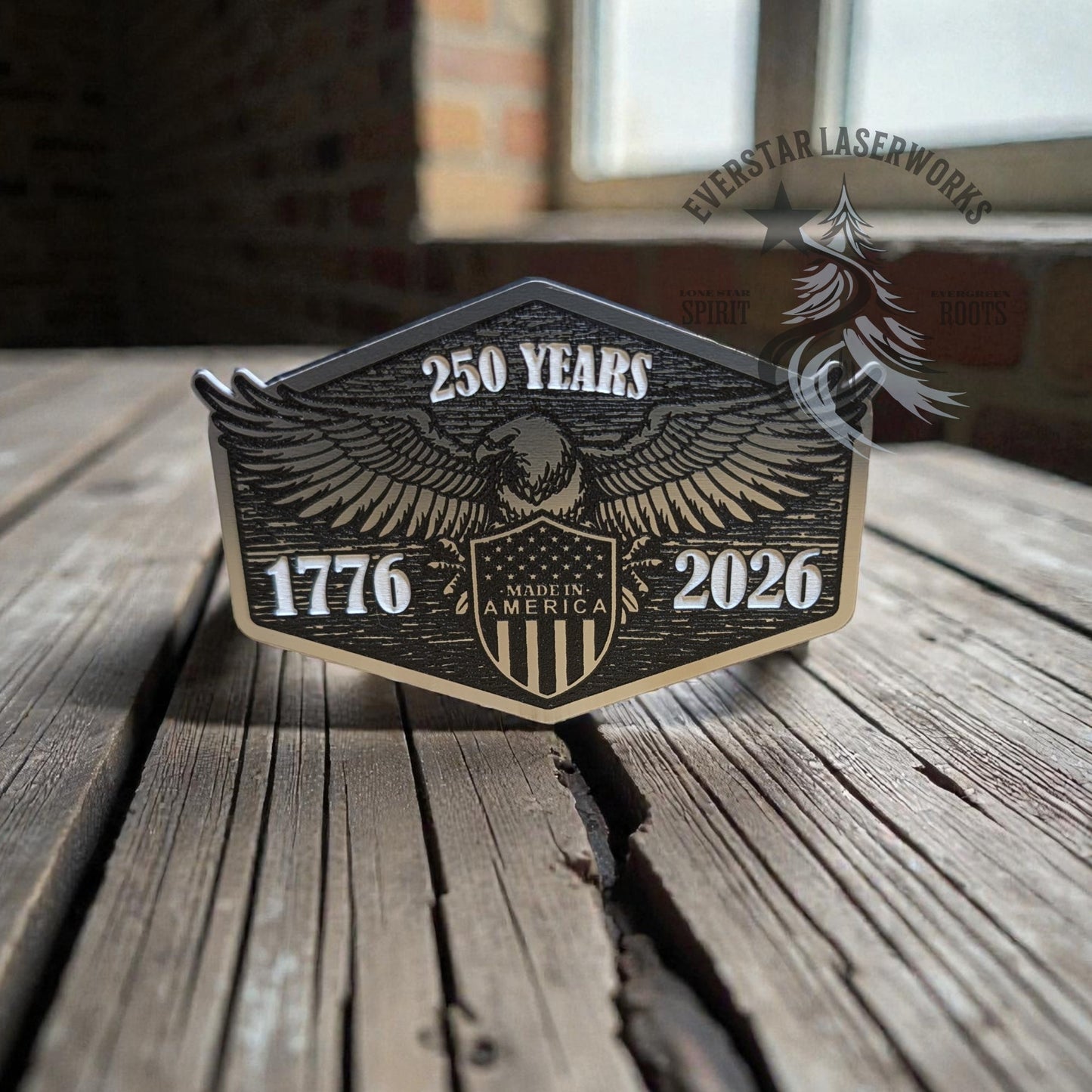 America 250th Eagle Stainless Acrylic Patch - LoneStar Adhesive