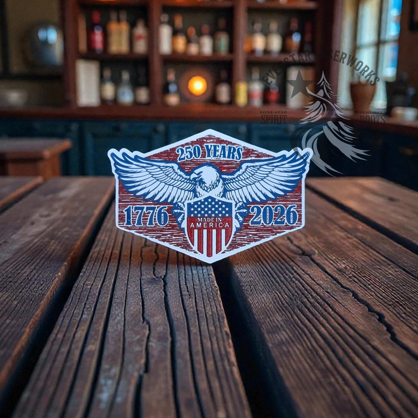 America 250th Red - White - Blue Eagle Acrylic Patch - LoneStar Adhesive