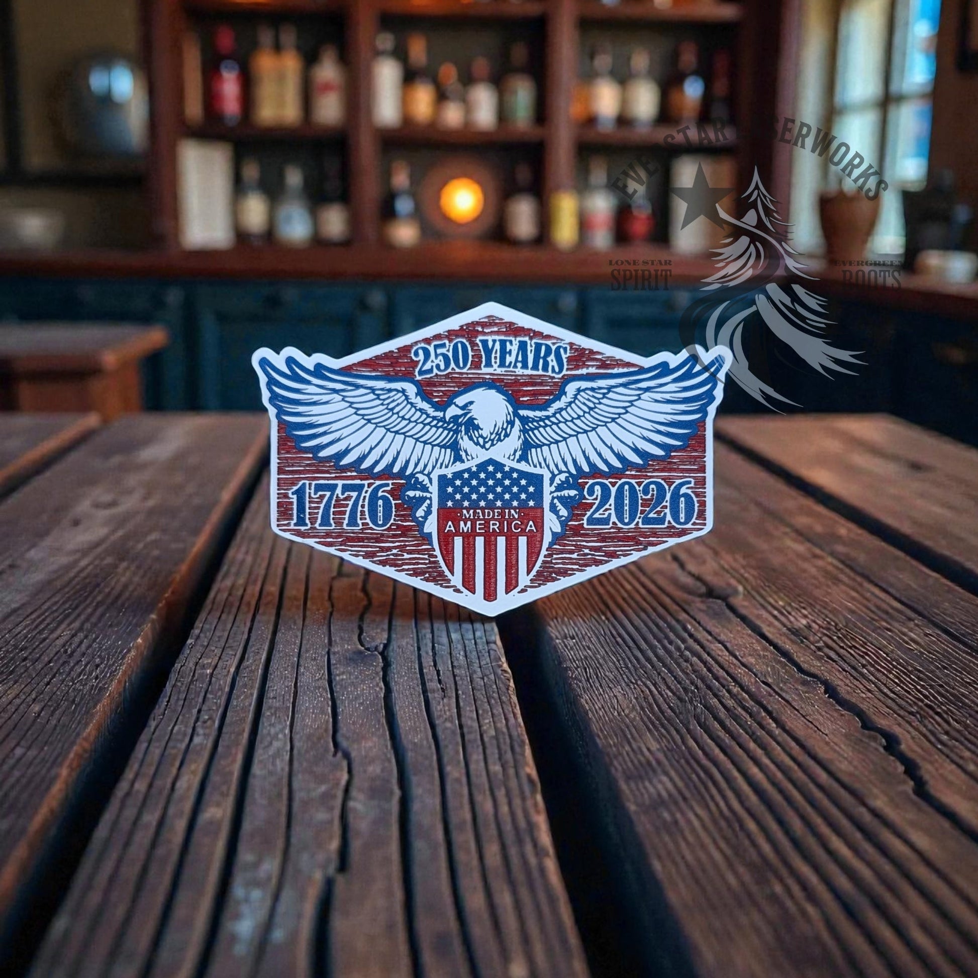 America 250th Red - White - Blue Eagle Acrylic Patch - LoneStar Adhesive