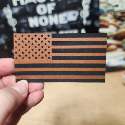 American Flag Design Engraved Leatherette Hat Patch - MR01 - LoneStar Adhesive