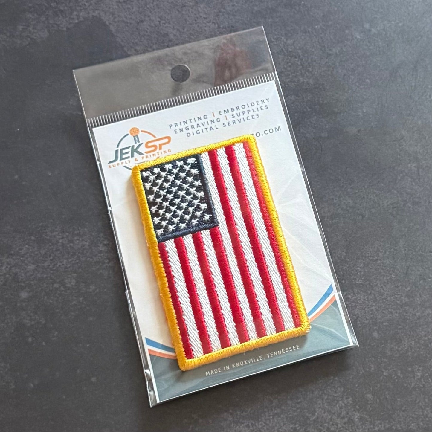 American Flag Patch, 2x3.5" Full Color Embroidered | Made in USA | VELCRO® Brand Hook Backing - LoneStar Adhesive