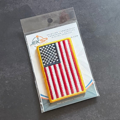 American Flag Patch, 2x3.5" Full Color Embroidered | Made in USA | VELCRO® Brand Hook Backing - LoneStar Adhesive