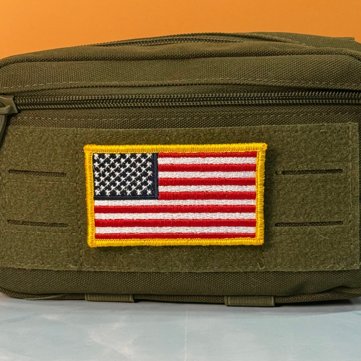 American Flag Patch, 2x3.5" Full Color Embroidered Patch | Made in USA | VELCRO® Brand Hook Backing - LoneStar Adhesive