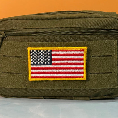 American Flag Patch, 2x3.5" Full Color Embroidered Patch | Made in USA | VELCRO® Brand Hook Backing - LoneStar Adhesive