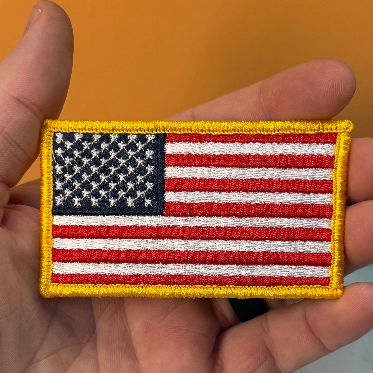 American Flag Patch, 2x3.5" Full Color Embroidered Patch | Made in USA | VELCRO® Brand Hook Backing - LoneStar Adhesive