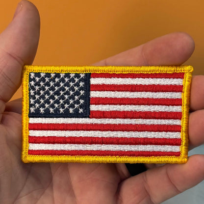 American Flag Patch, 2x3.5" Full Color Embroidered Patch | Made in USA | VELCRO® Brand Hook Backing - LoneStar Adhesive