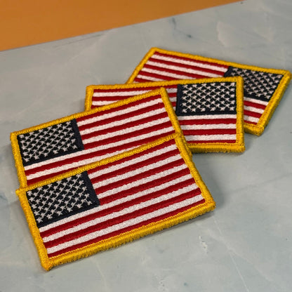 American Flag Patch, 2x3.5" Full Color Embroidered Patch | Made in USA | VELCRO® Brand Hook Backing - LoneStar Adhesive