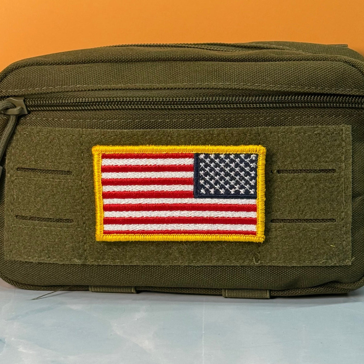 American Flag Patch, 2x3.5" Full Color Embroidered Patch | Made in USA | VELCRO® Brand Hook Backing - LoneStar Adhesive