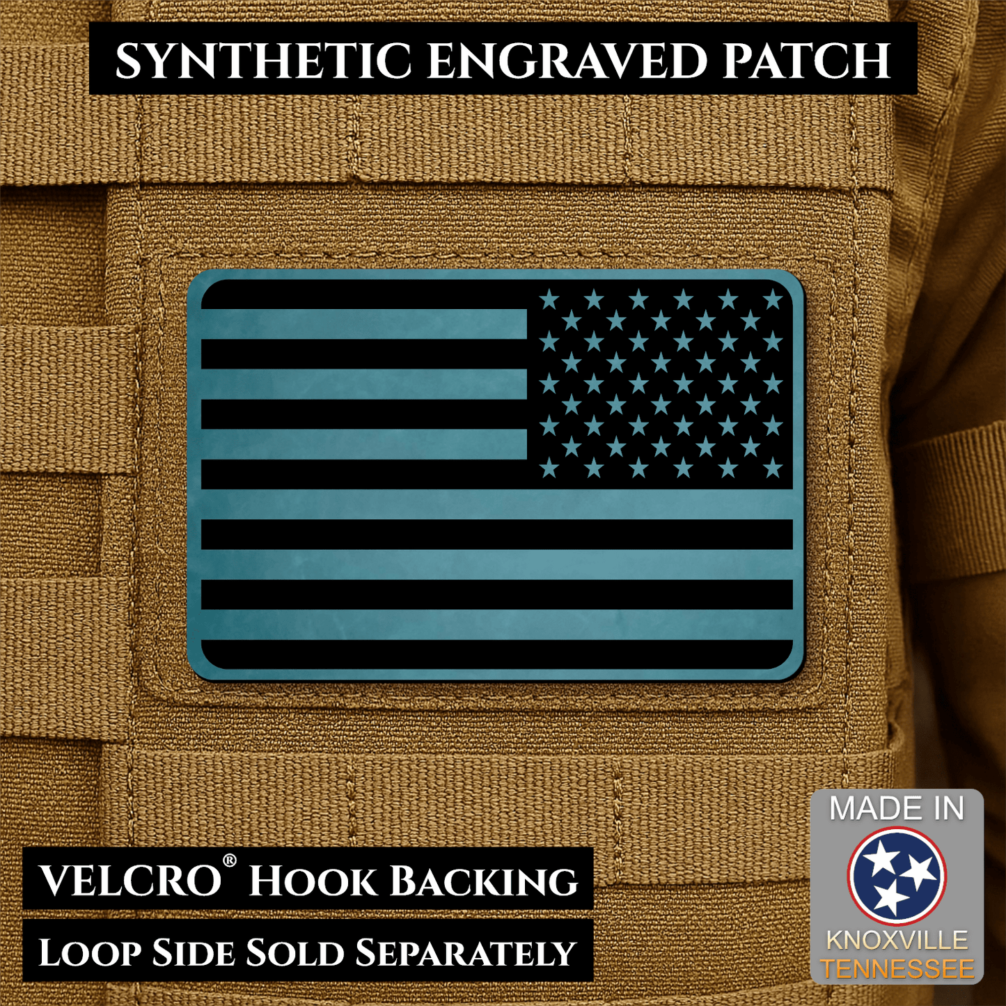 American Flag Tactical Engraved Patch 2"x3" Hook & Loop | Made in USA | Union Left or Right (Reversed) - LoneStar Adhesive