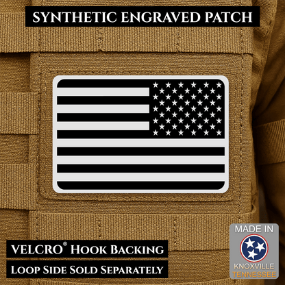 American Flag Tactical Engraved Patch 2"x3" Hook & Loop | Made in USA | Union Left or Right (Reversed) - LoneStar Adhesive