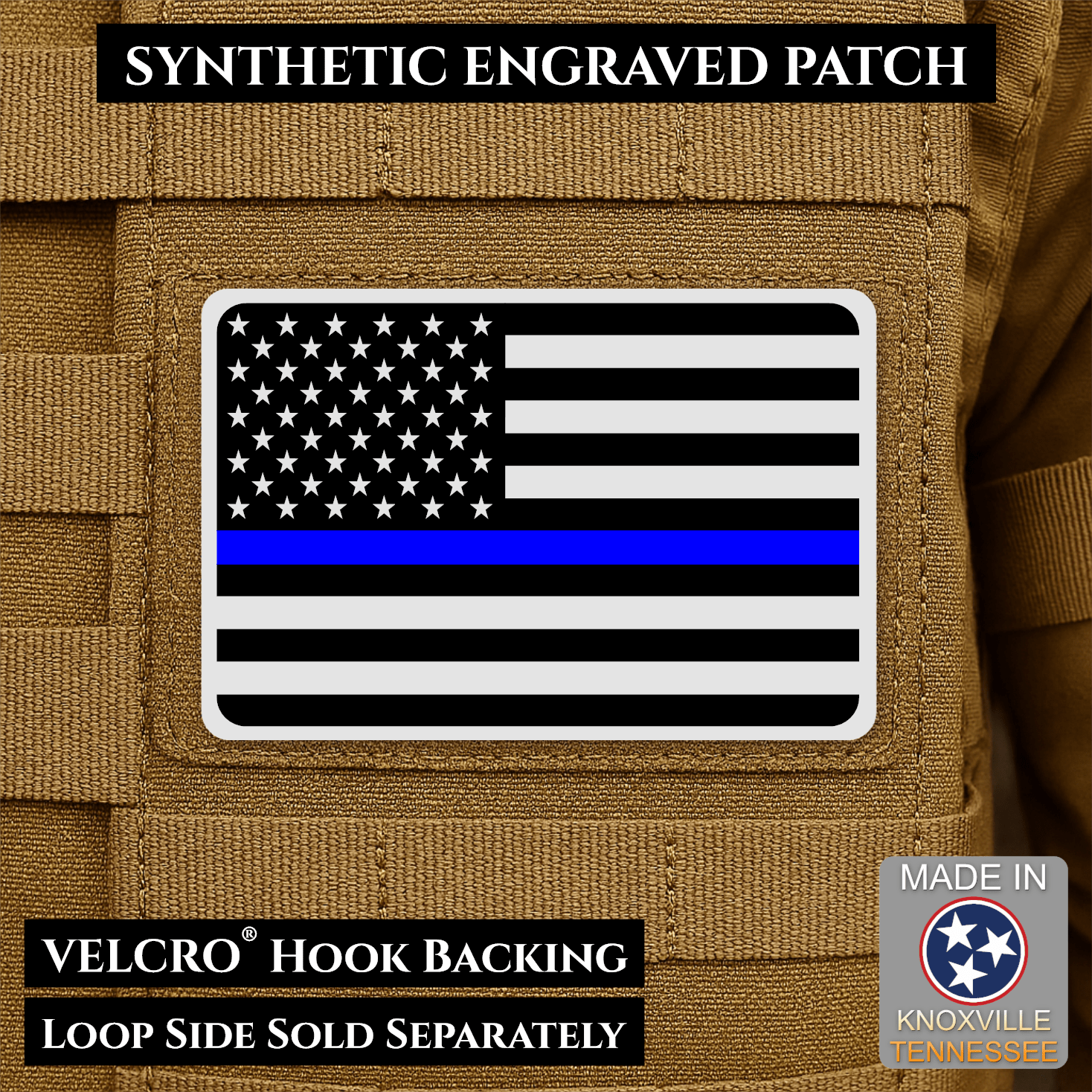 American Flag Tactical Engraved Patch 2"x3" Hook & Loop | Made in USA | Union Left or Right (Reversed) - LoneStar Adhesive