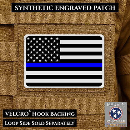 American Flag Tactical Engraved Patch 2"x3" Hook & Loop | Made in USA | Union Left or Right (Reversed) - LoneStar Adhesive