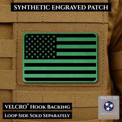 American Flag Tactical Engraved Patch 2"x3" Hook & Loop | Made in USA | Union Left or Right (Reversed) - LoneStar Adhesive