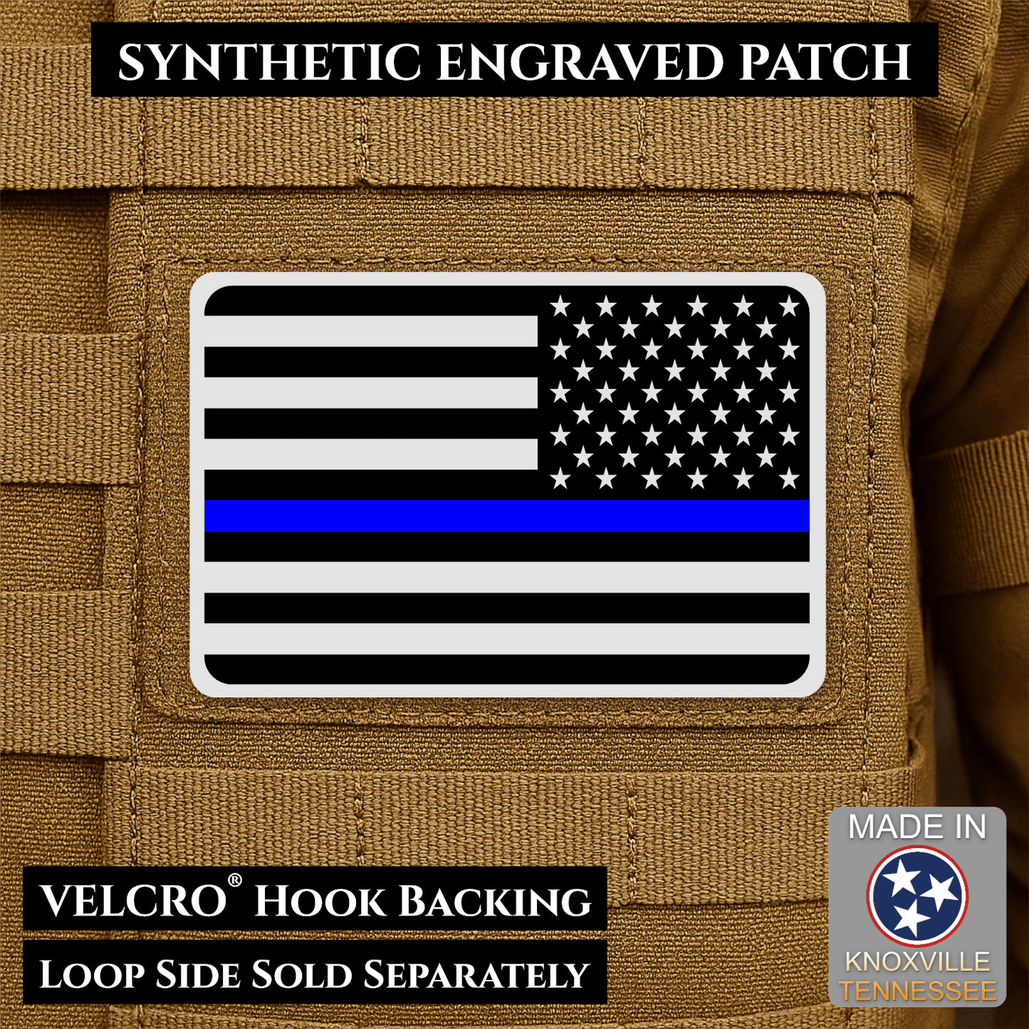 American Flag Tactical Engraved Patch 2"x3" Hook & Loop | Made in USA | Union Left or Right (Reversed) - LoneStar Adhesive
