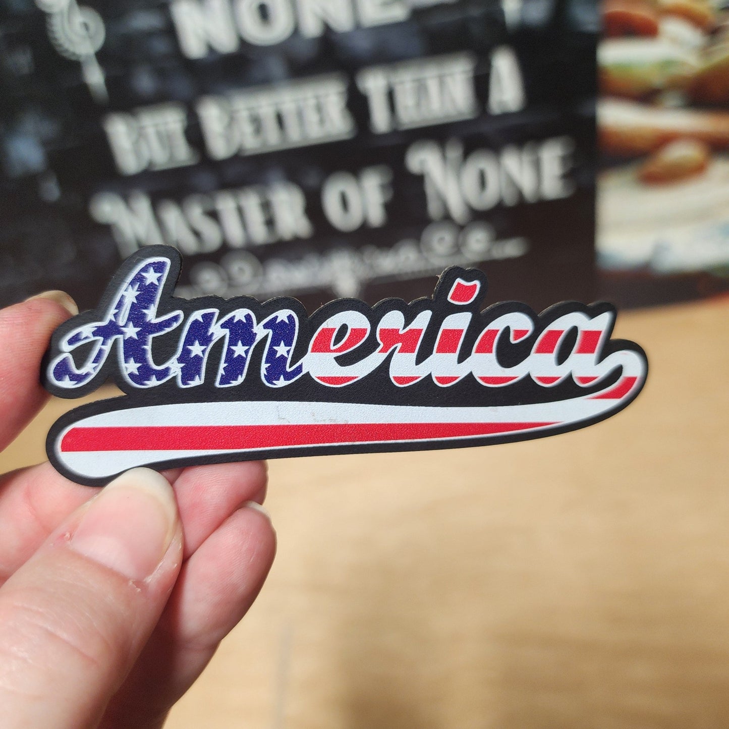 American Flag Words UV Printed Leatherette Hat Patch - MR01 - LoneStar Adhesive