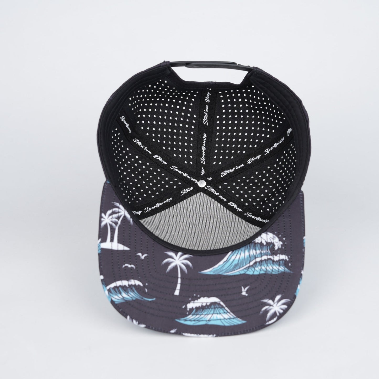 aqua front with black back along with palm trees and tidal waves - LoneStar Adhesive