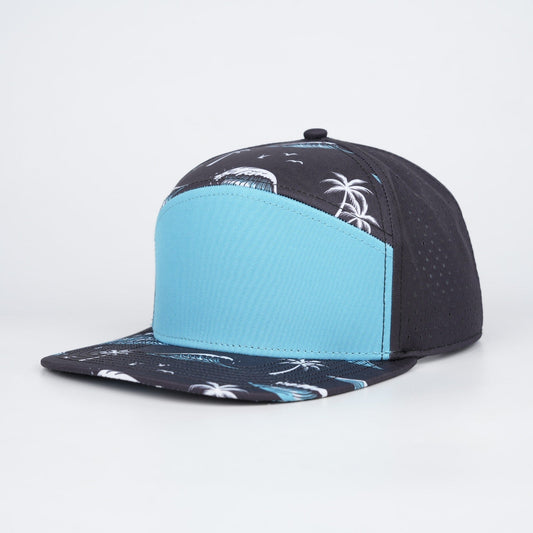aqua front with black back along with palm trees and tidal waves - LoneStar Adhesive