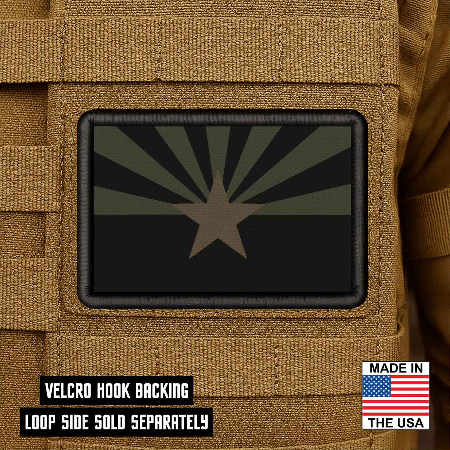 Arizona State Flag Patch 2"x3" Hook & Loop | Made in USA | Pro - Print Full Color & Tactical Options - LoneStar Adhesive