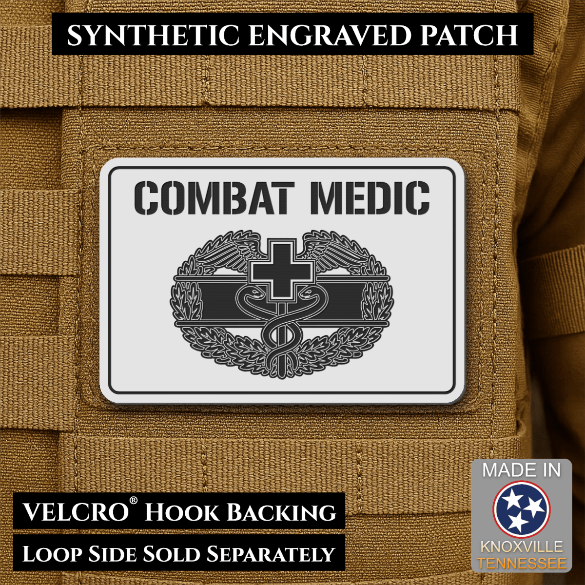 Army Combat Medic Morale Patch, 2x3" | Made in USA | VELCRO® Brand Hook Backing - LoneStar Adhesive