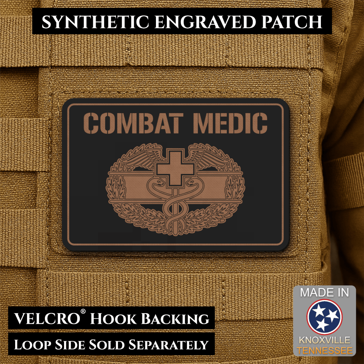 Army Combat Medic Morale Patch, 2x3" | Made in USA | VELCRO® Brand Hook Backing - LoneStar Adhesive