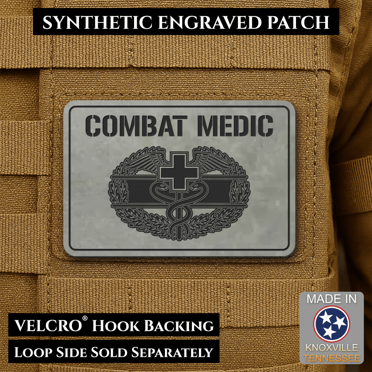 Army Combat Medic Morale Patch, 2x3" | Made in USA | VELCRO® Brand Hook Backing - LoneStar Adhesive