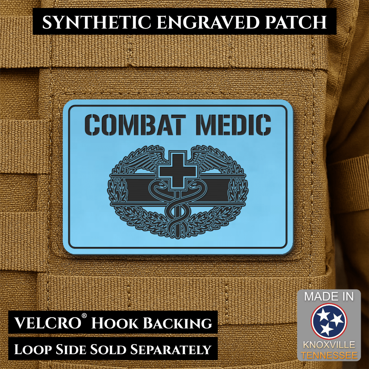 Army Combat Medic Morale Patch, 2x3" | Made in USA | VELCRO® Brand Hook Backing - LoneStar Adhesive