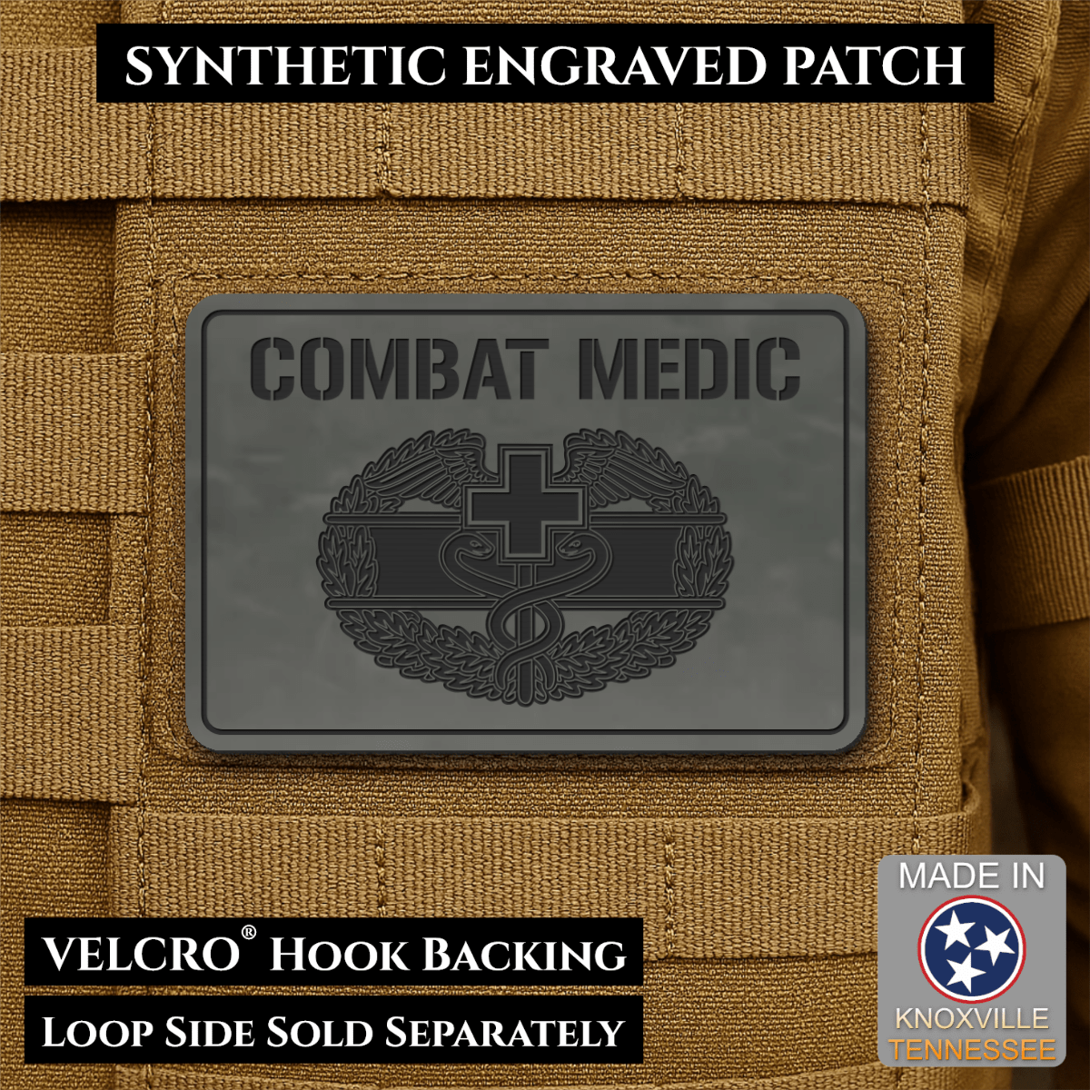 Army Combat Medic Morale Patch, 2x3" | Made in USA | VELCRO® Brand Hook Backing - LoneStar Adhesive