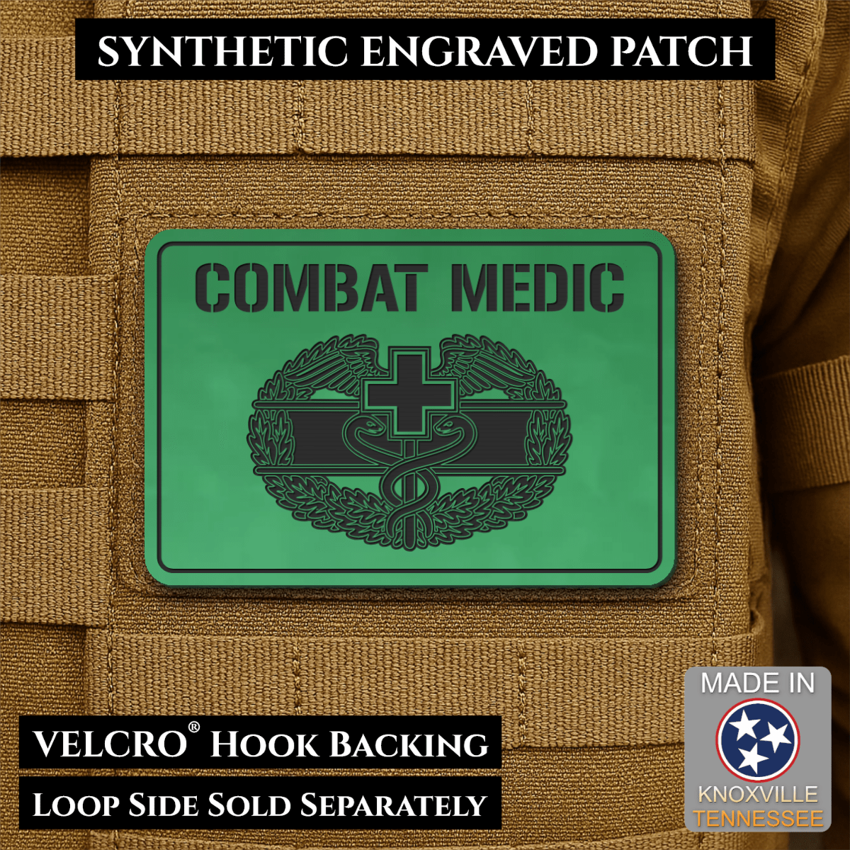 Army Combat Medic Morale Patch, 2x3" | Made in USA | VELCRO® Brand Hook Backing - LoneStar Adhesive