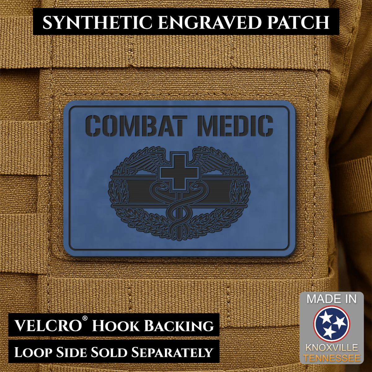 Army Combat Medic Morale Patch, 2x3" | Made in USA | VELCRO® Brand Hook Backing - LoneStar Adhesive
