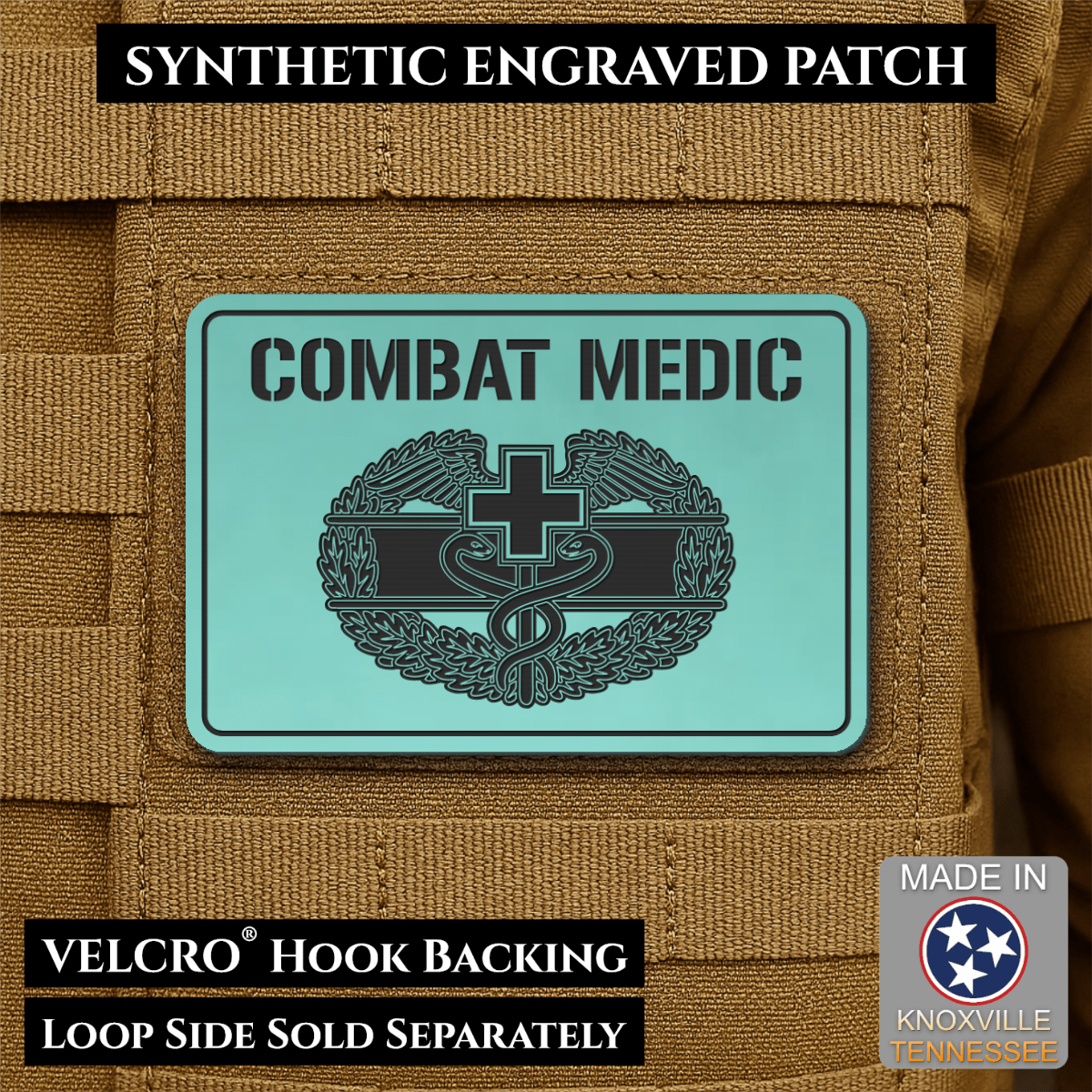 Army Combat Medic Morale Patch, 2x3" | Made in USA | VELCRO® Brand Hook Backing - LoneStar Adhesive
