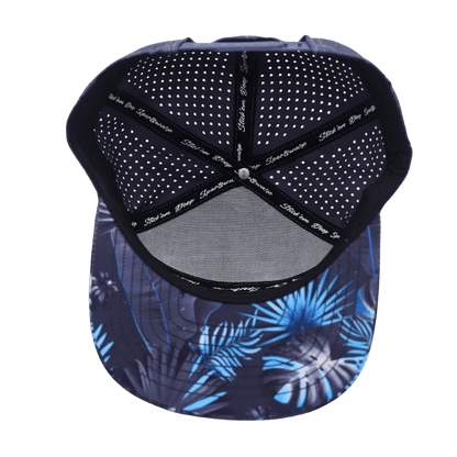 Baby Blue Palm Leaf snapback hat blank with grey back.