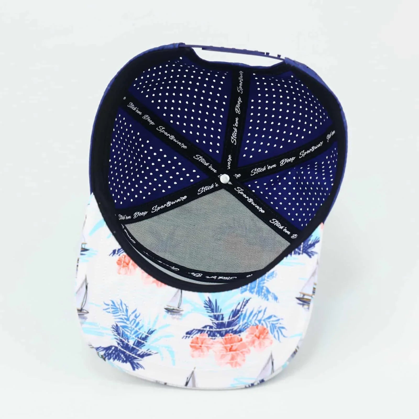 baby blue front with palms and navy blue back - LoneStar Adhesive