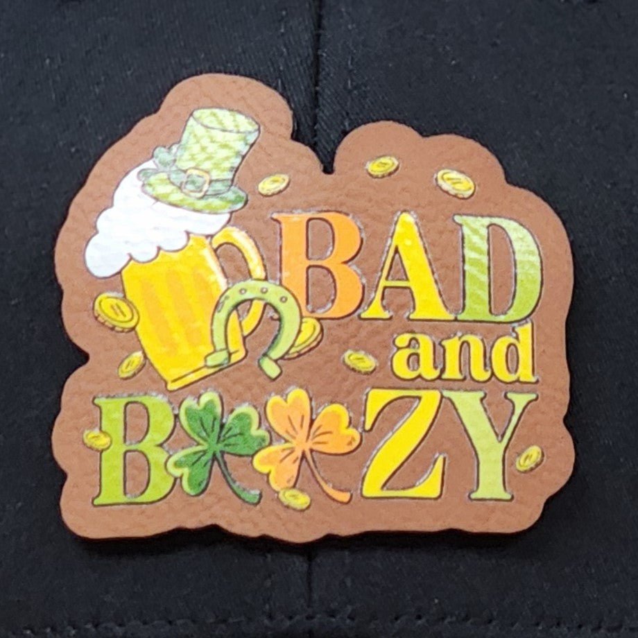 Bad and Boozy UV Printed Leatherette Hat Patch - MR01 - LoneStar Adhesive