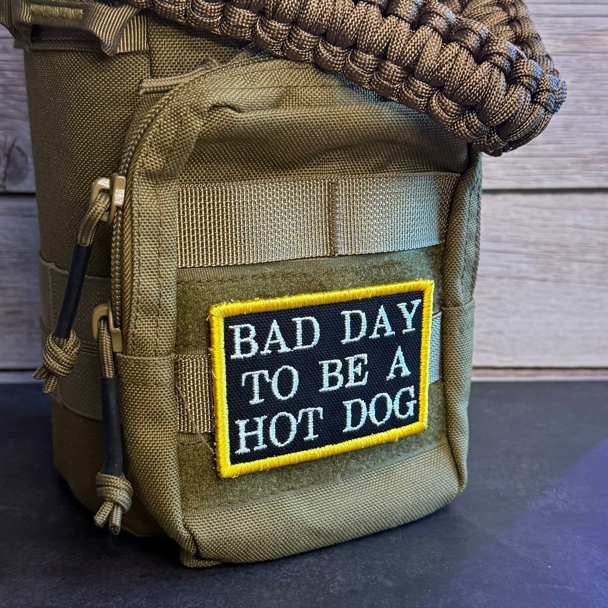 Bad Day To Be A Hot Dog Funny Morale Patch | Made in USA | VELCRO® Brand Hook Backing - LoneStar Adhesive