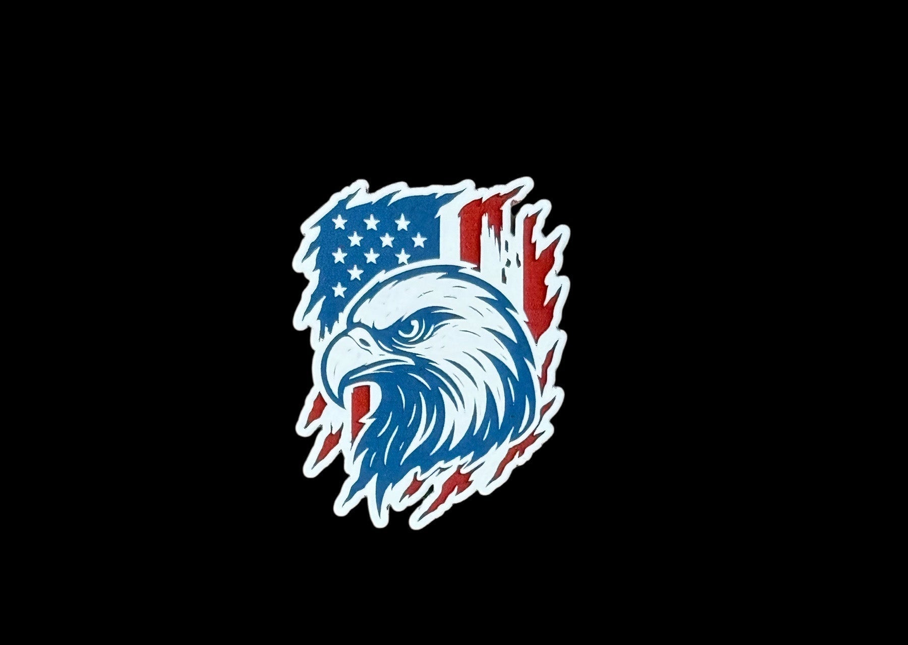 Bald Eagle on American Flag Acrylic Hat Patch - 2 Colors Available - LoneStar Adhesive