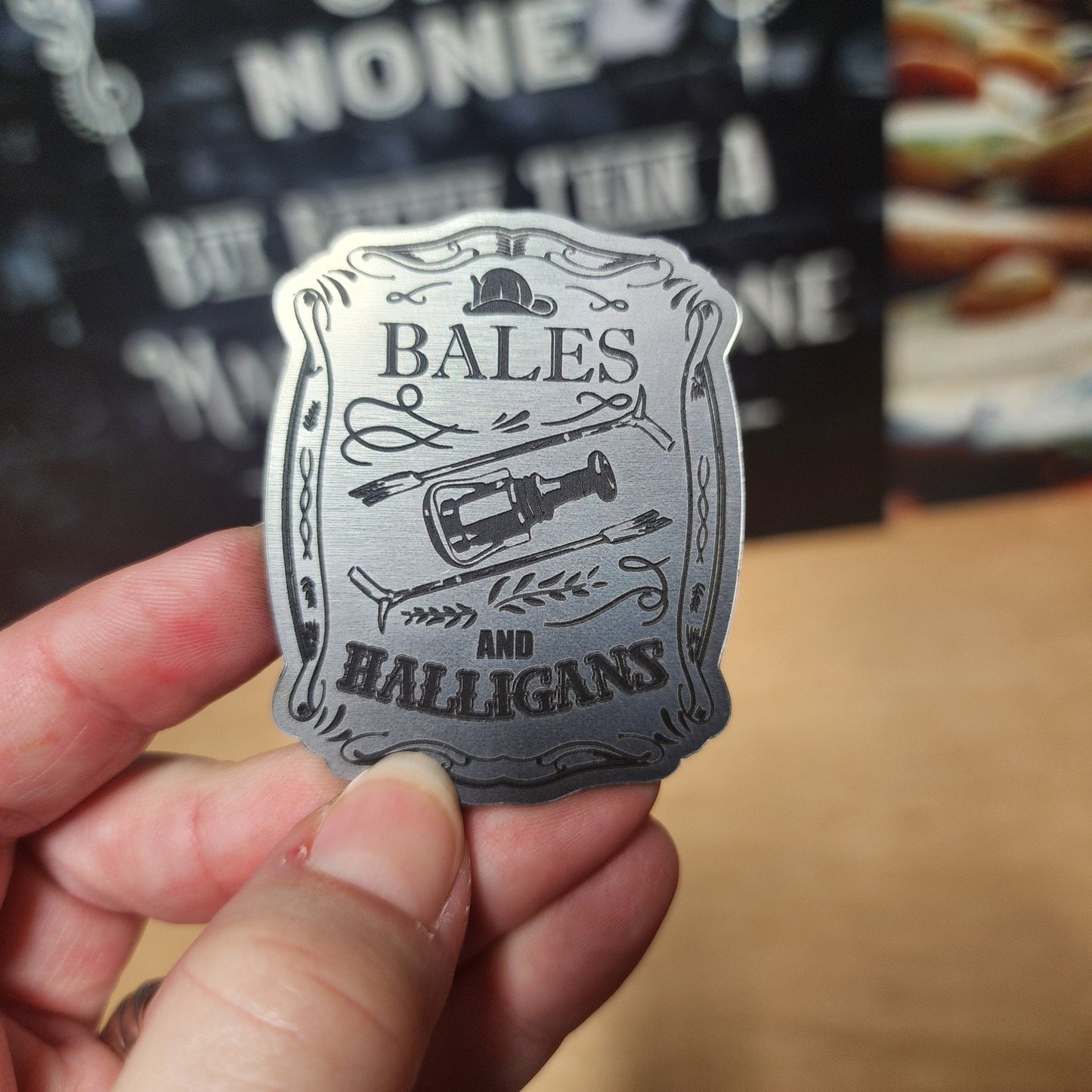 Bales and Halligans Firefighter Engraved Acrylic Hat Patch - MR01 - LoneStar Adhesive