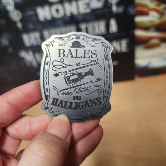 Bales and Halligans Firefighter Engraved Acrylic Hat Patch - MR01 - LoneStar Adhesive