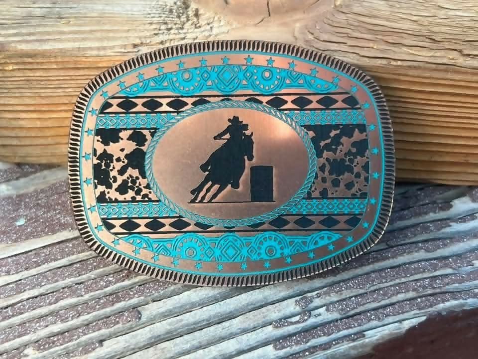 Barrel Racer southwest patch new design rope and star border - LoneStar Adhesive