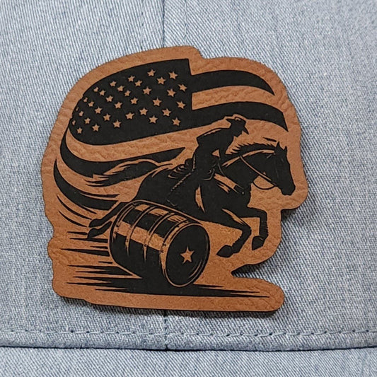 Barrel Rider Engraved Leatherette Hat Patch - MR01 - LoneStar Adhesive
