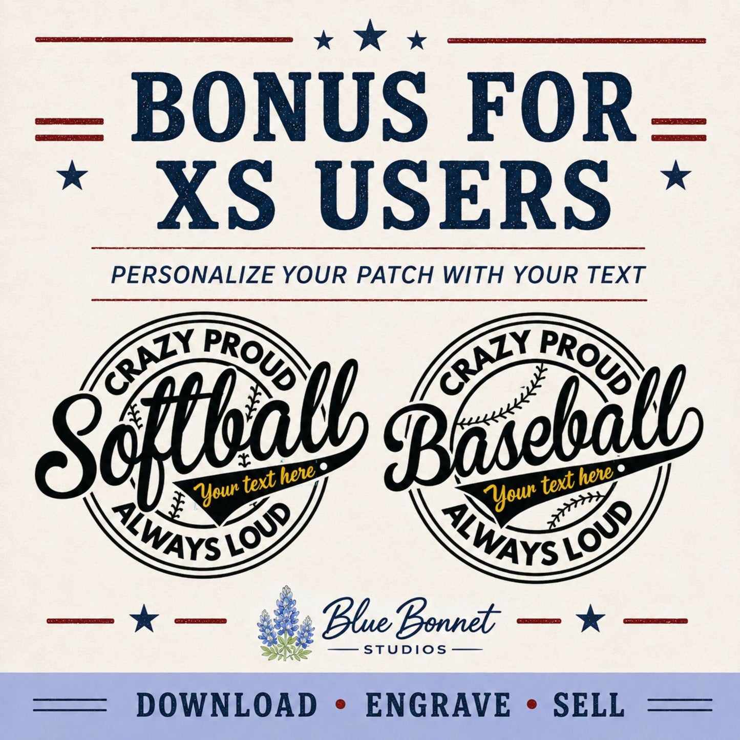 Baseball Softball Patch SVG Bundle, Crazy Proud Always Loud Hat Patch Files, Mom Dad Mama Papa Grandma, Laser Ready SVG XS PNG PDF Digital Download - LoneStar Adhesive